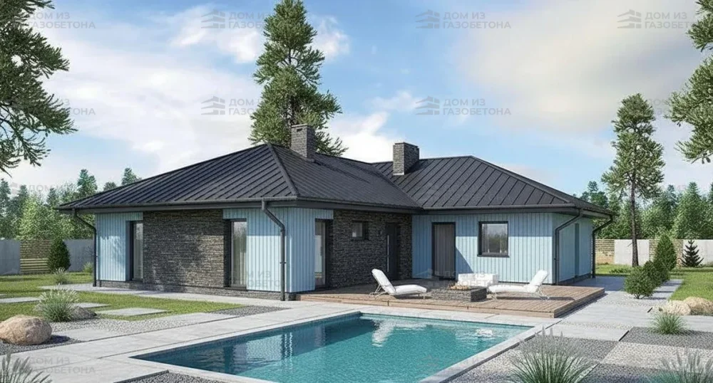 Проект Одноэтажный дом 16 на 18, 183 м2