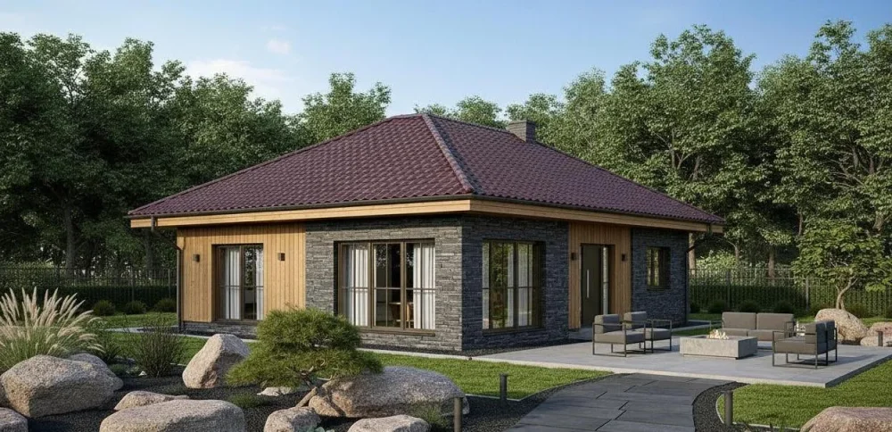 Проект Одноэтажный дом 14 на 14, 104 м2